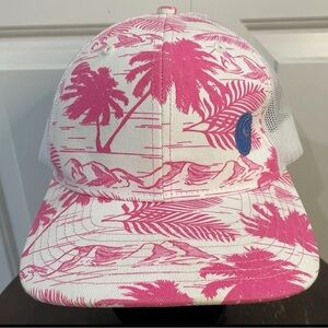 Richardson Pink White Tropical Patterned Snapback Trucker Cap 112P Small